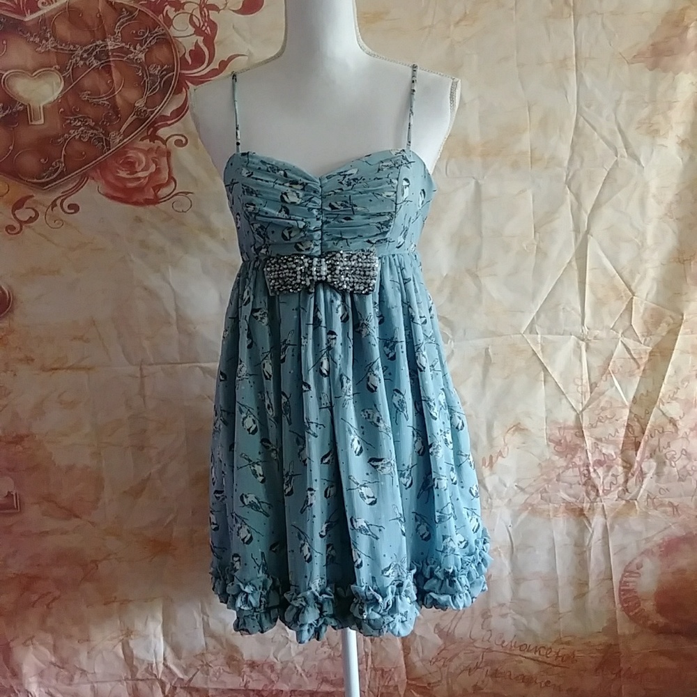 Steve Madden bird babydoll dress size small bow